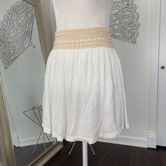 Papaya Vintage Deadstock Cream White Boho Lace Crochet Mini Skirt M - Picture 6 of 8